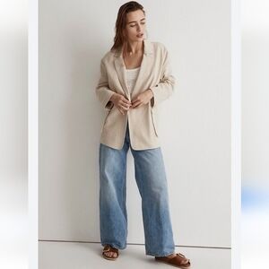 Madewell The Cargo Double-Breasted Blazer In Linen-Cotton Size Large Natural